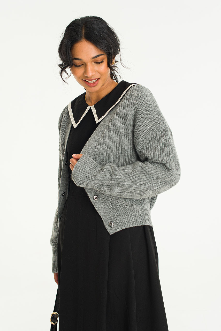 Hikiri Belted Cardigan, Grey
