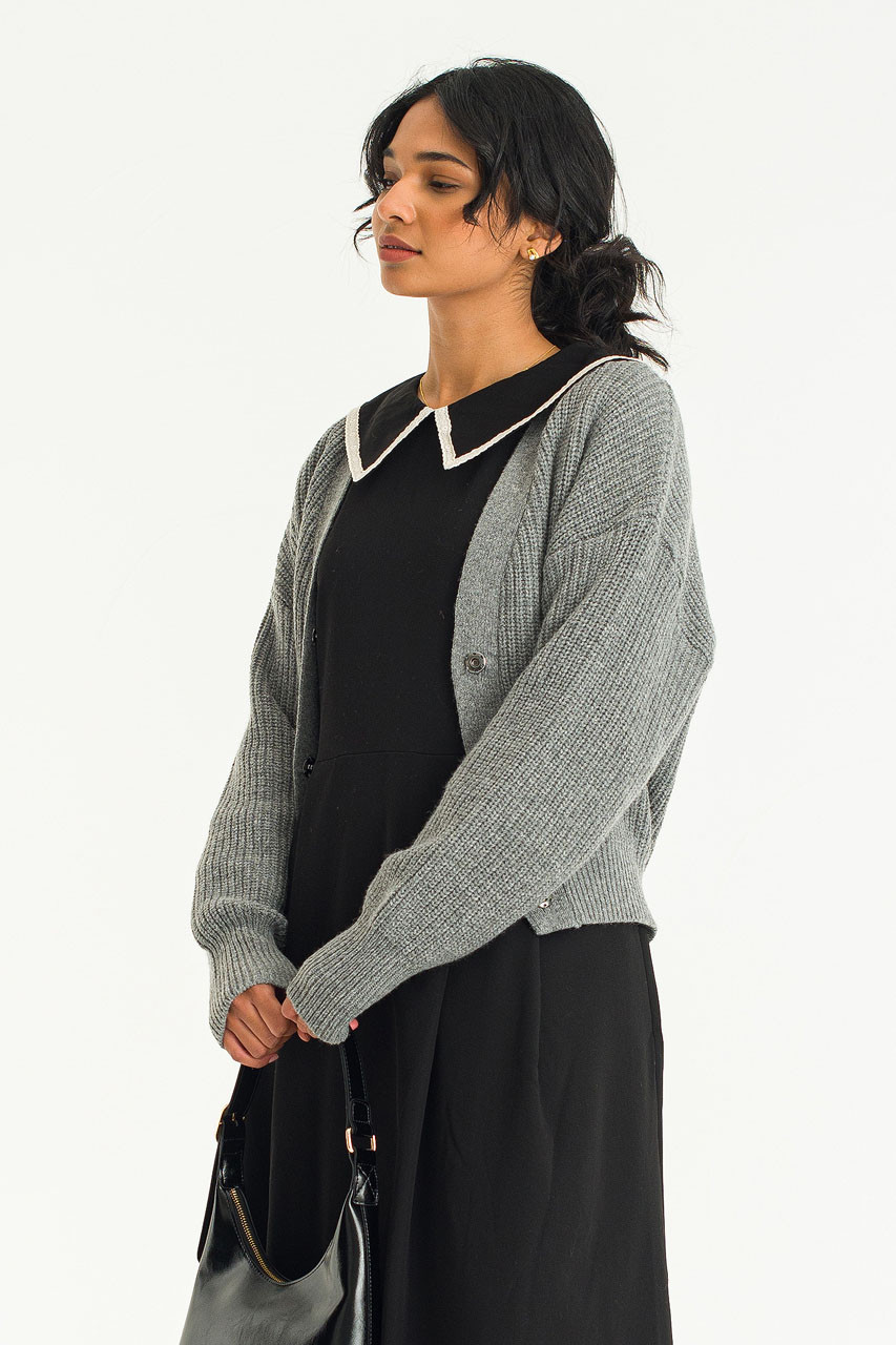 Hikiri Belted Cardigan, Grey