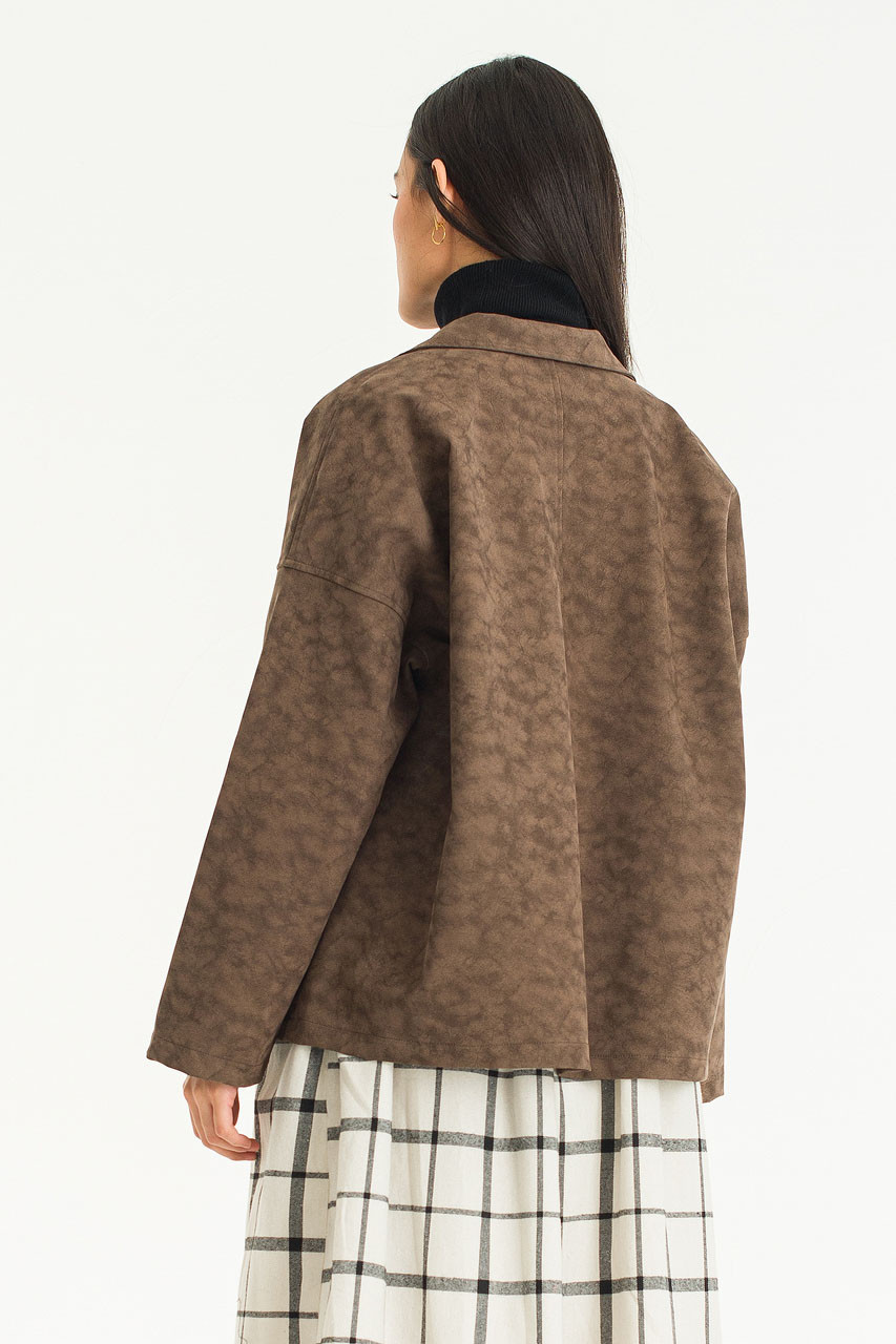 Aya Faux Suede Jacket, Brown