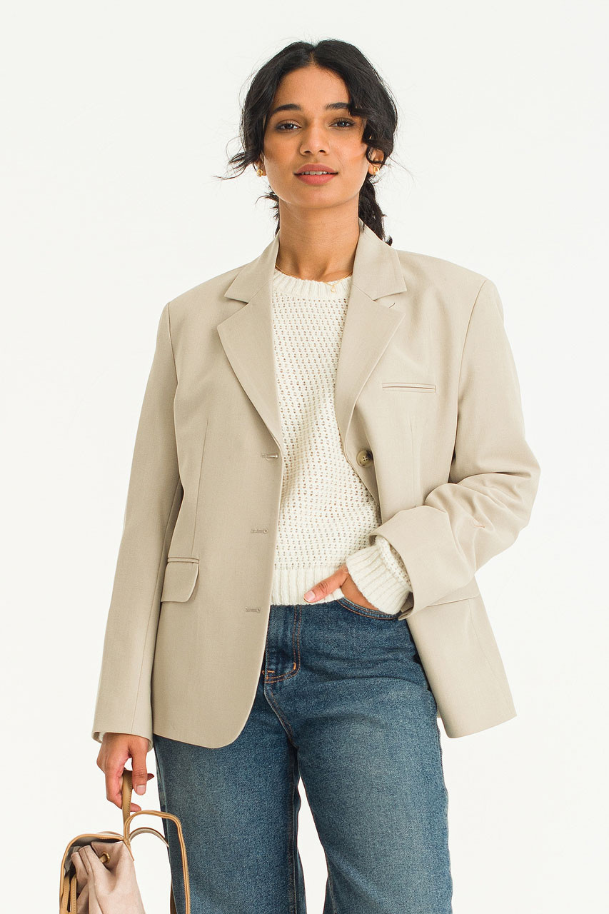 Himari Three Button Jacket, Beige
