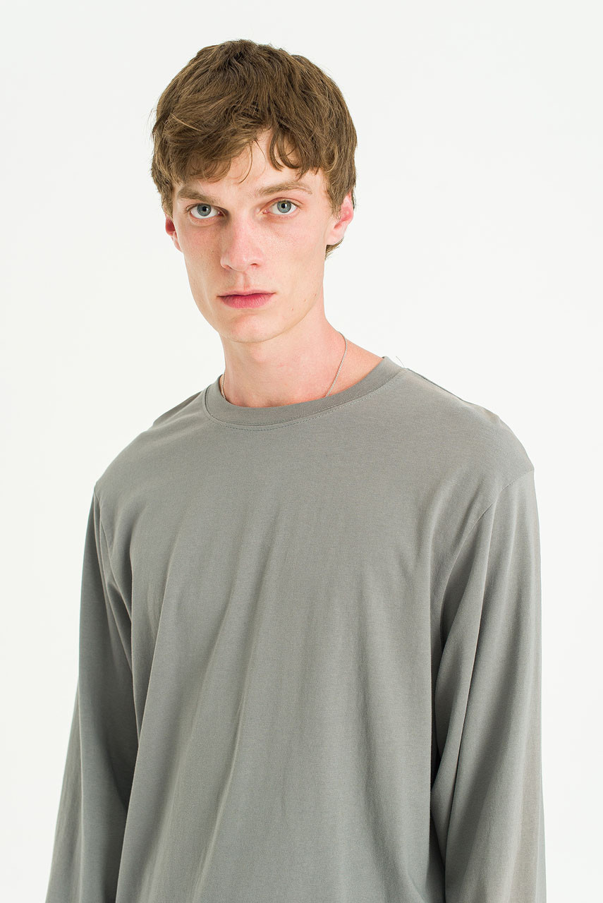 Menswear | Pale Long Sleeve Tee, Charcoal