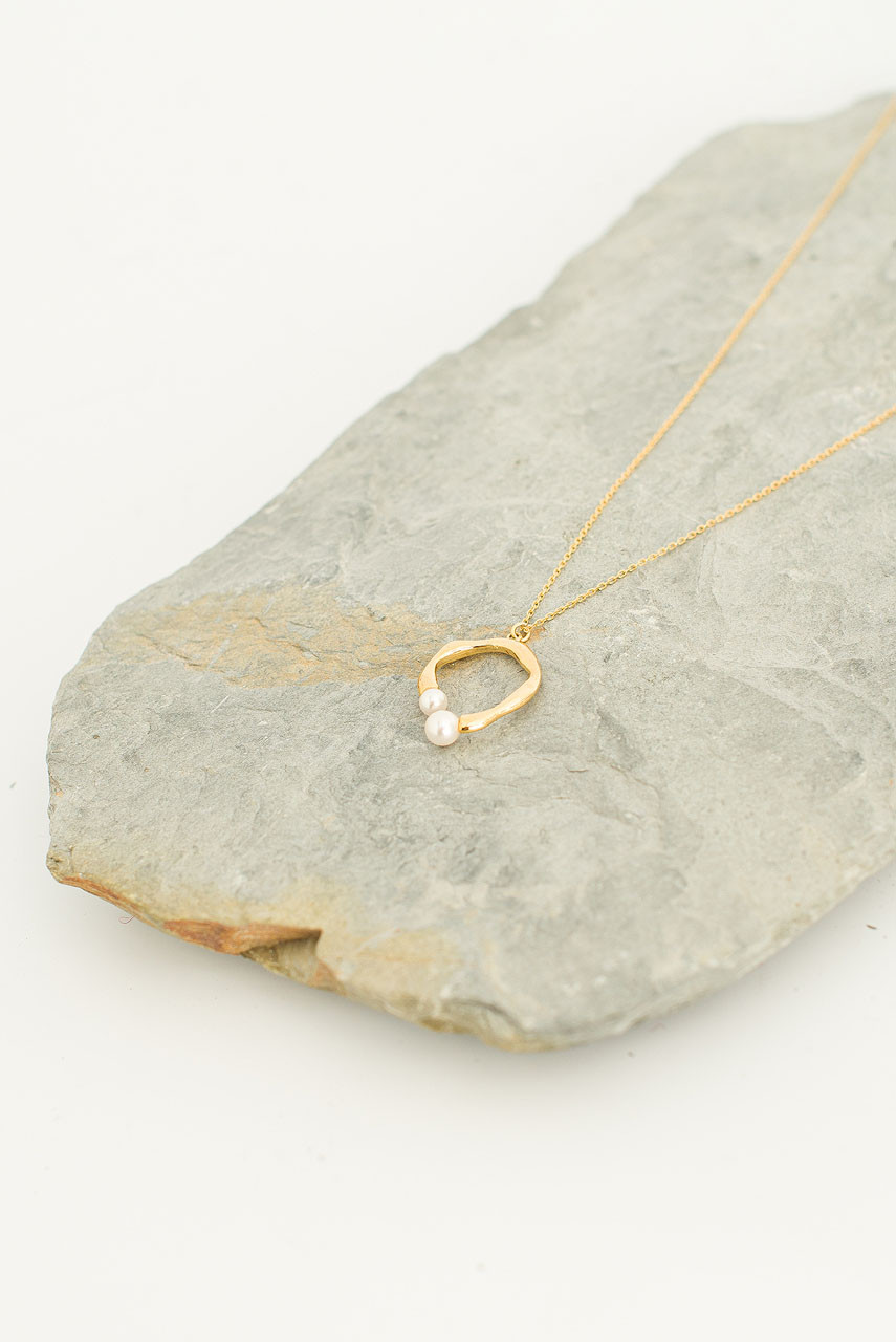 Clara Pearl Necklace, 14K Gold Plated