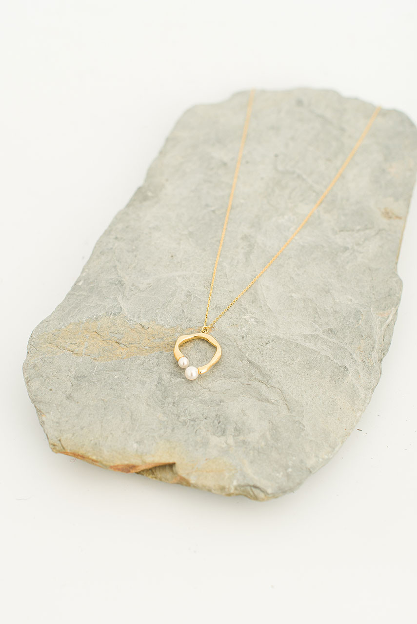 Clara Pearl Necklace, 14K Gold Plated