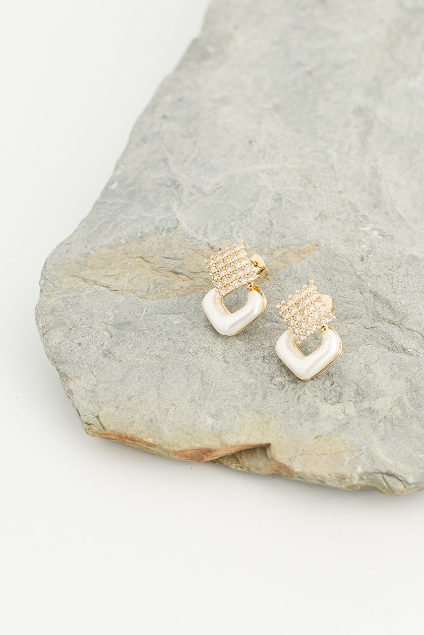 Celeste Pearl Earrings, Gold Plated