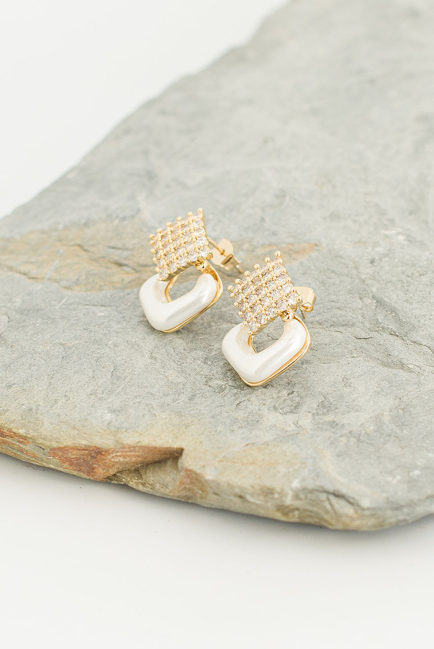 Celeste Pearl Earrings, Gold Plated