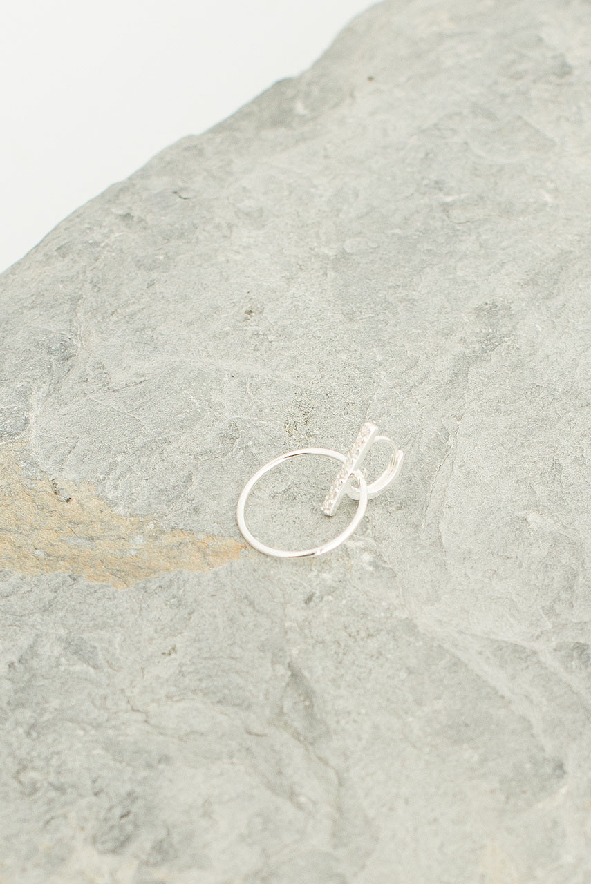 Mia Simple Bar And Circle Earrings, Sterling Silver