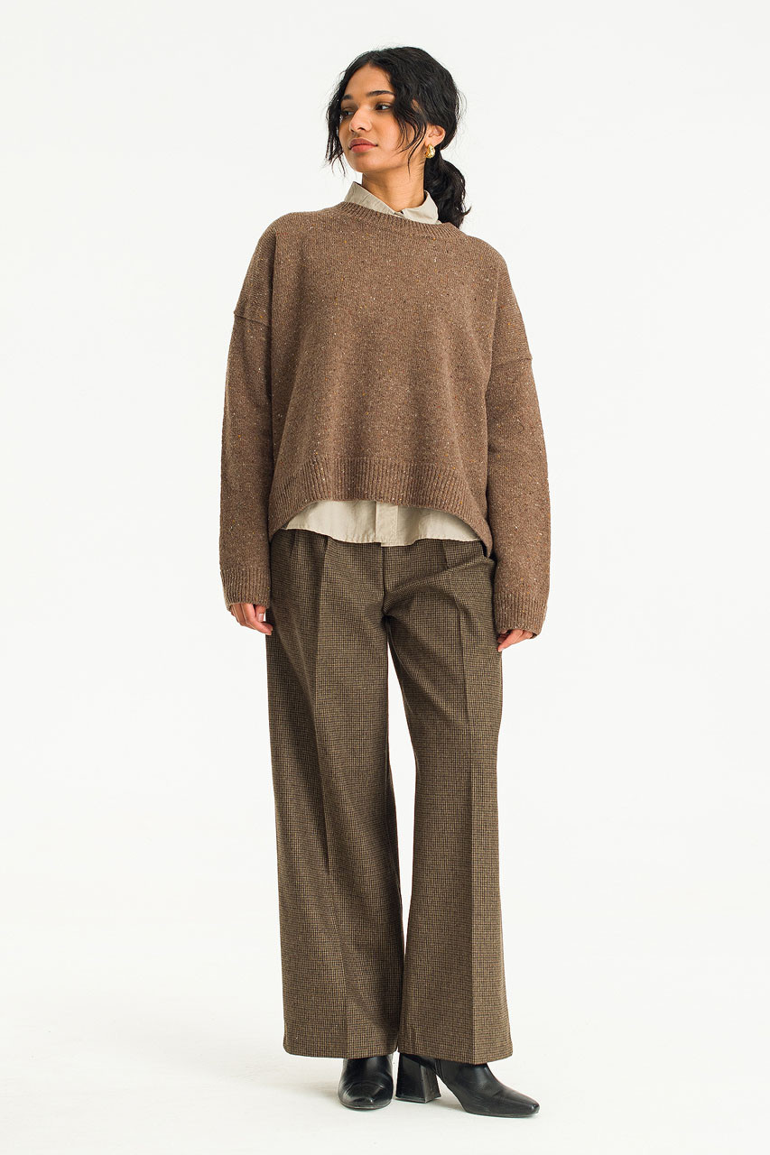 Boucle Round Neck Jumper, Mocha
