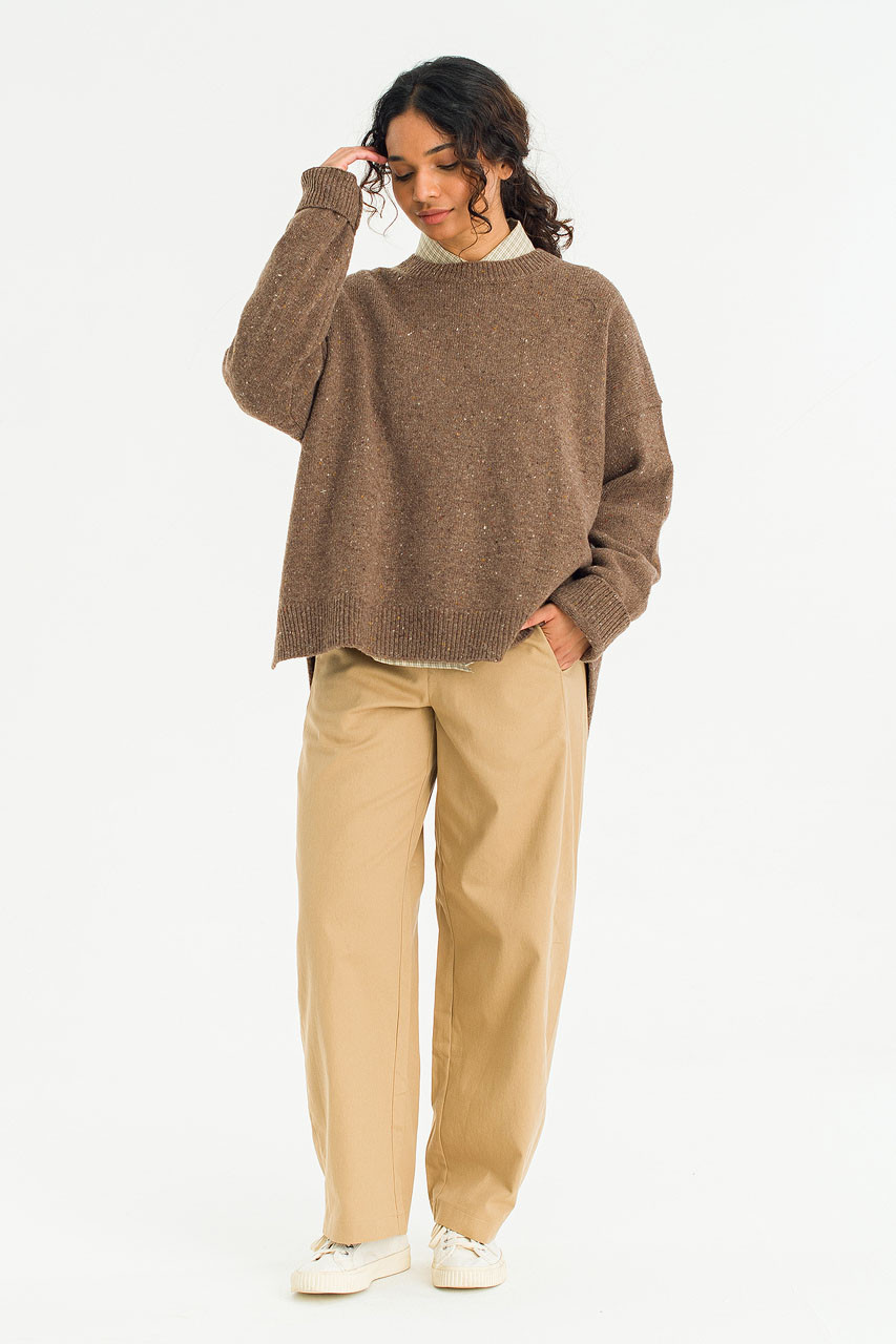 Boucle Round Neck Jumper, Mocha