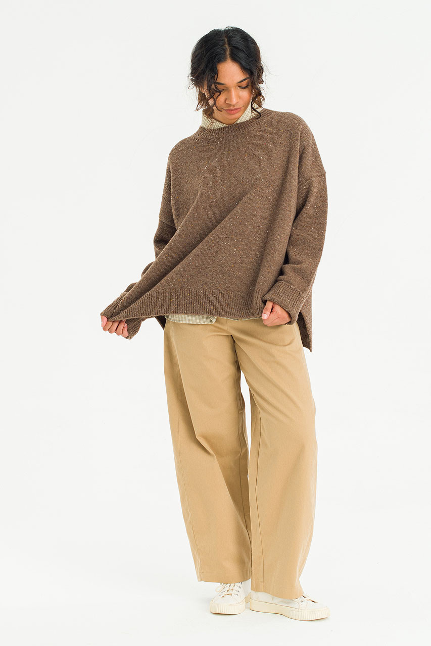 Boucle Round Neck Jumper, Mocha