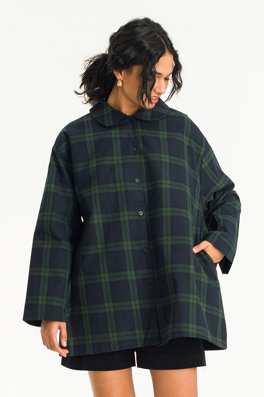 Lucy Jacket Style Check Shirt, Green