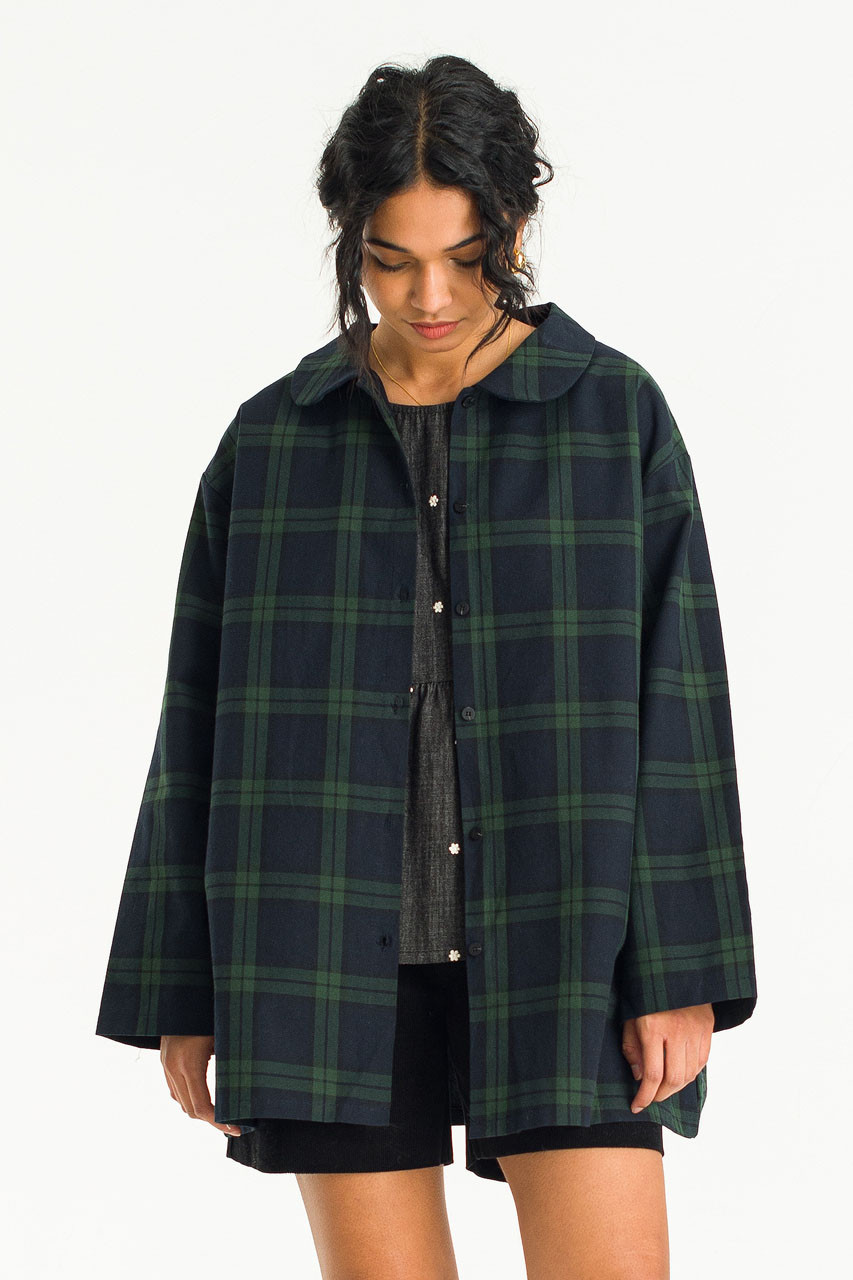 Lucy Jacket Style Check Shirt, Green