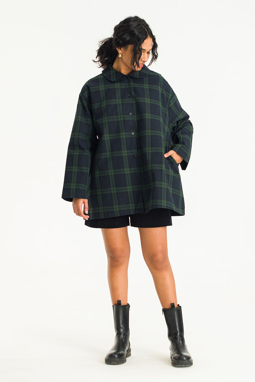 Lucy Jacket Style Check Shirt, Green