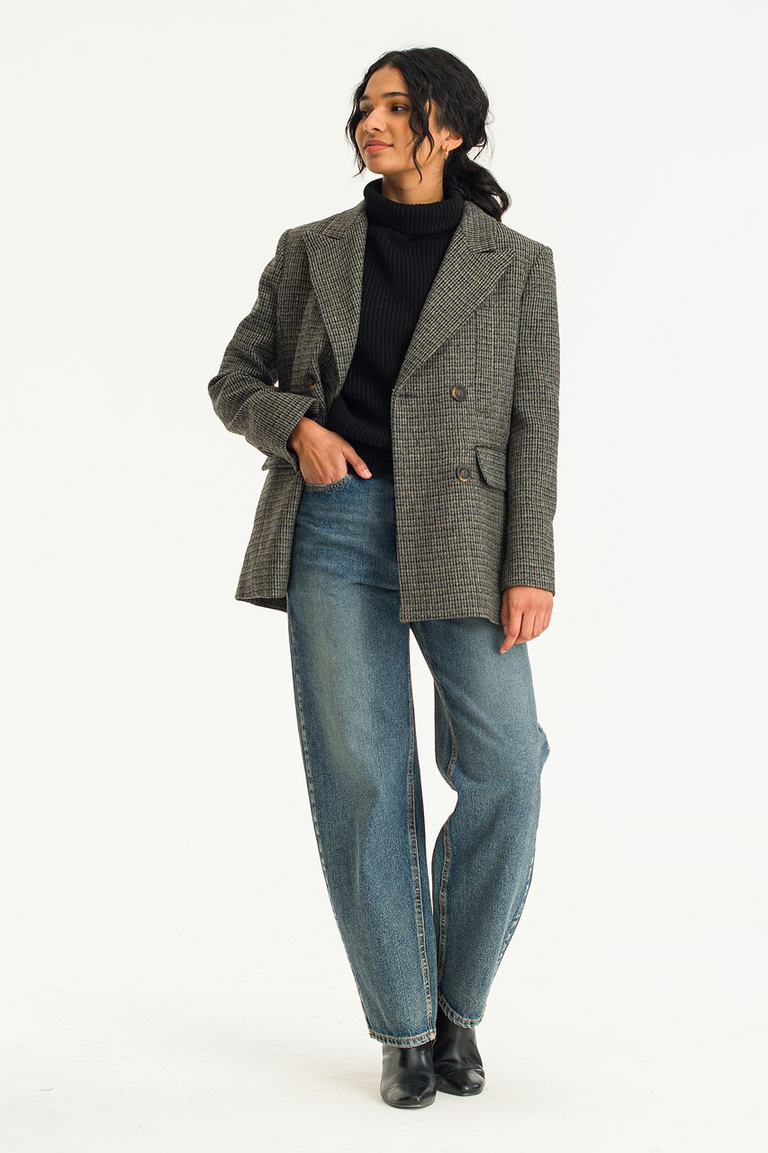 Luna Check Half Coat, Charcoal