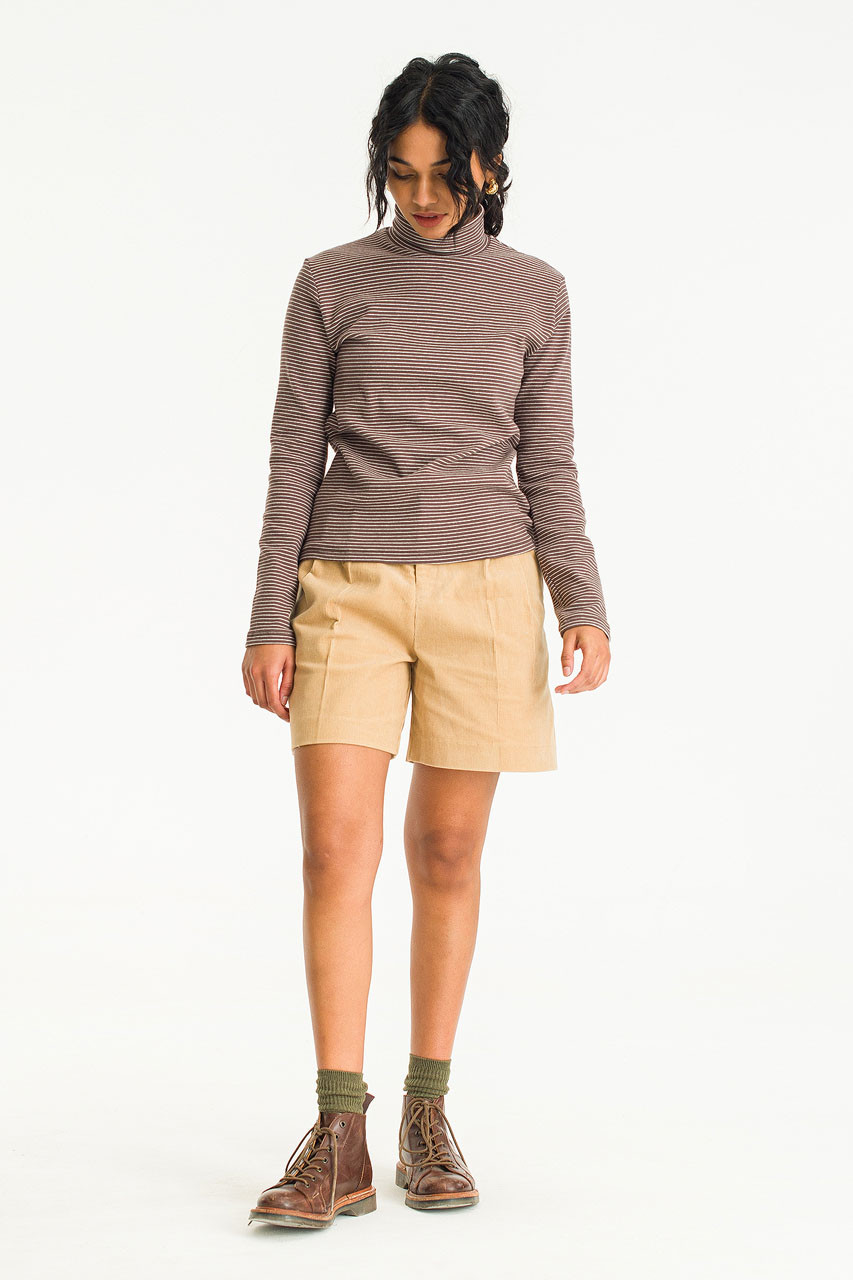 Adeline Pintuck Cord Shorts, Beige