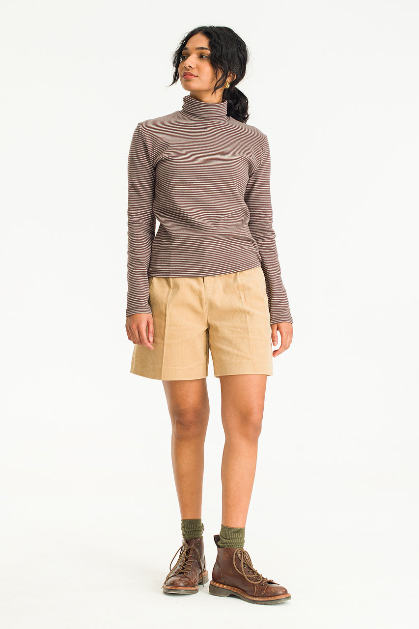 Adeline Pintuck Cord Shorts, Beige