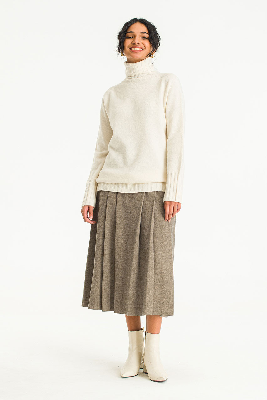 Saskia Roll Neck Seamless Jumper, Ivory