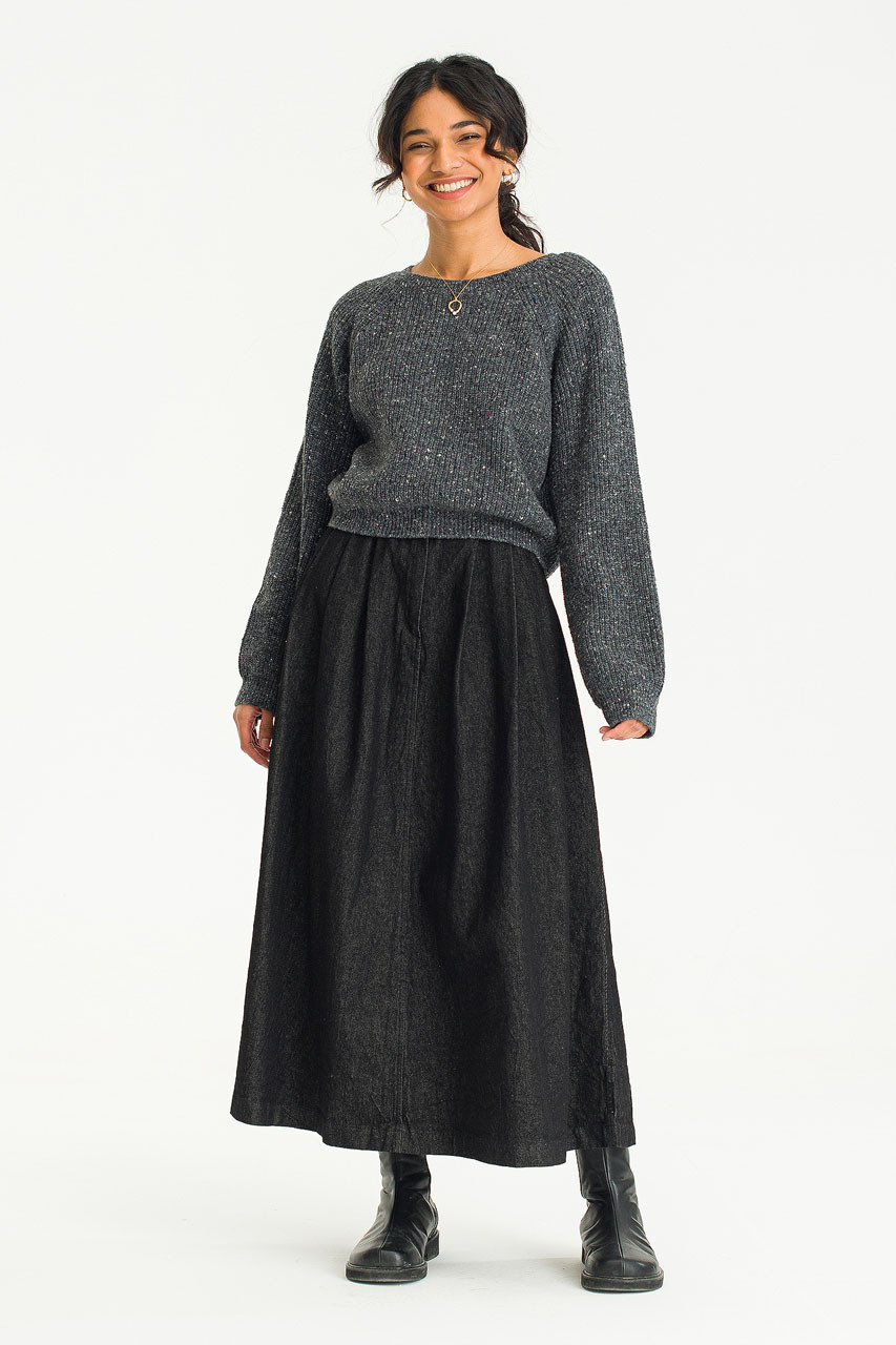 Kiko Denim Flare Skirt, Black