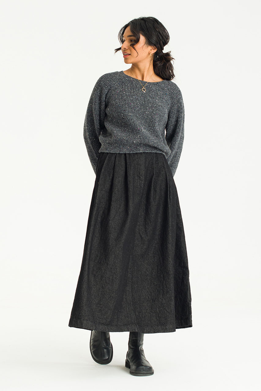 Kiko Denim Flare Skirt, Black