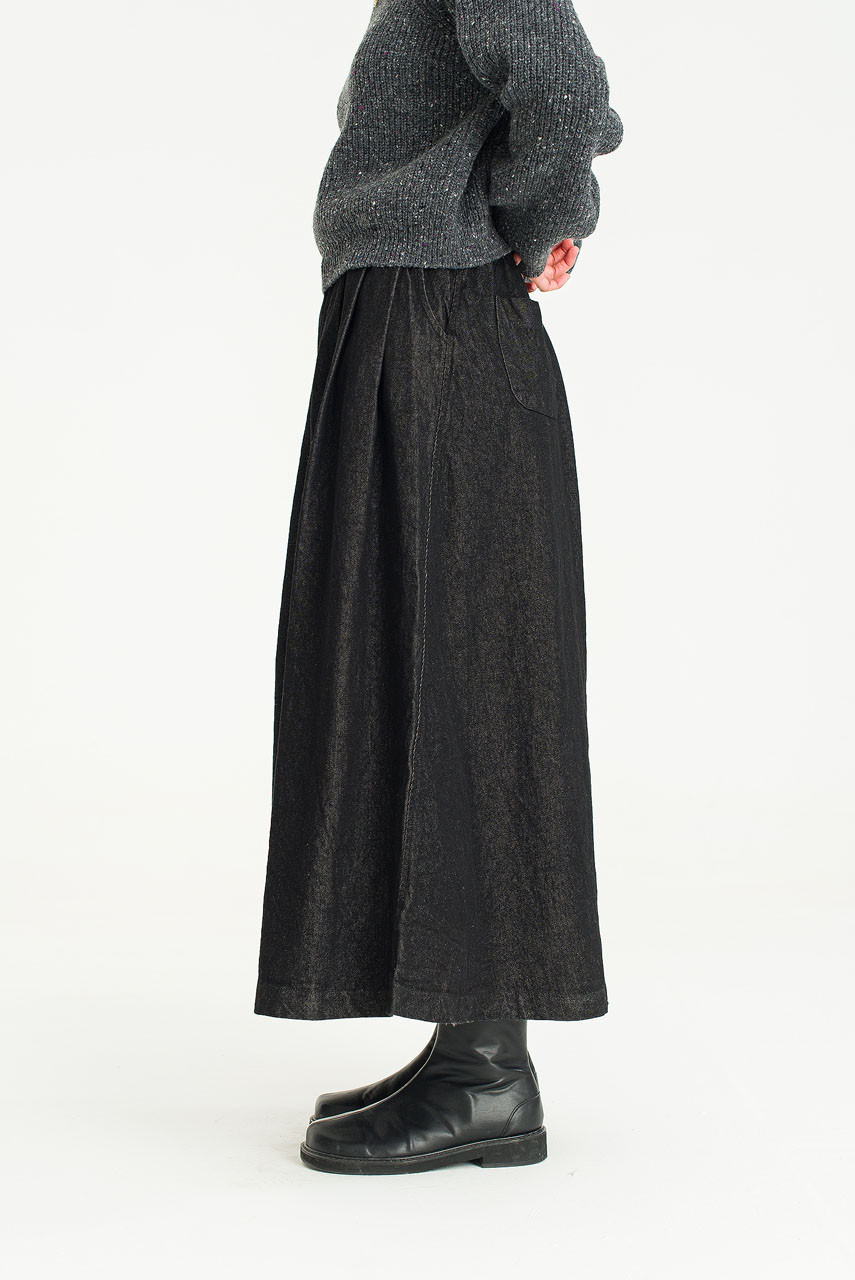 Kiko Denim Flare Skirt, Black