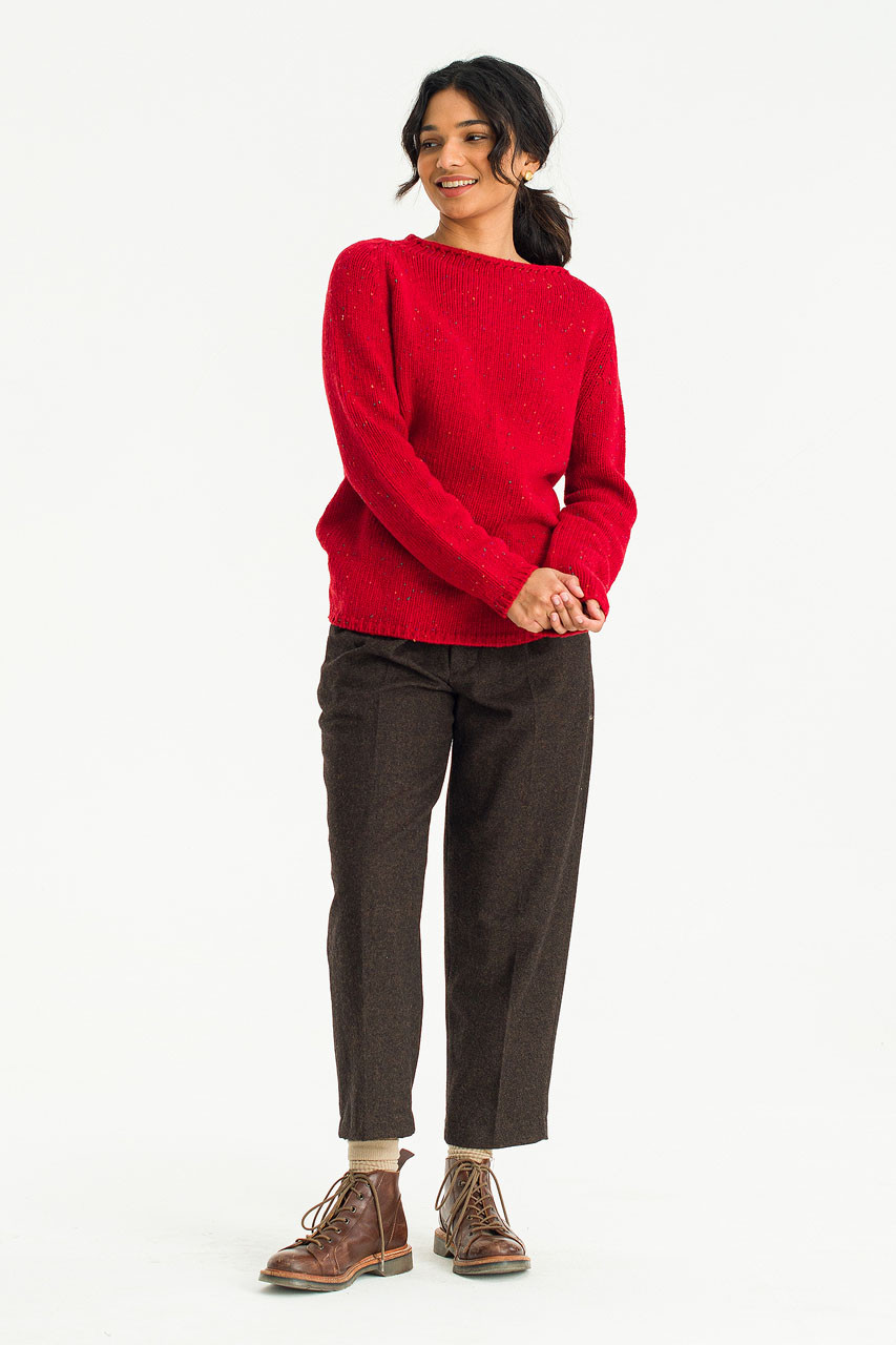 Flecked Fisherman Knit, Berry