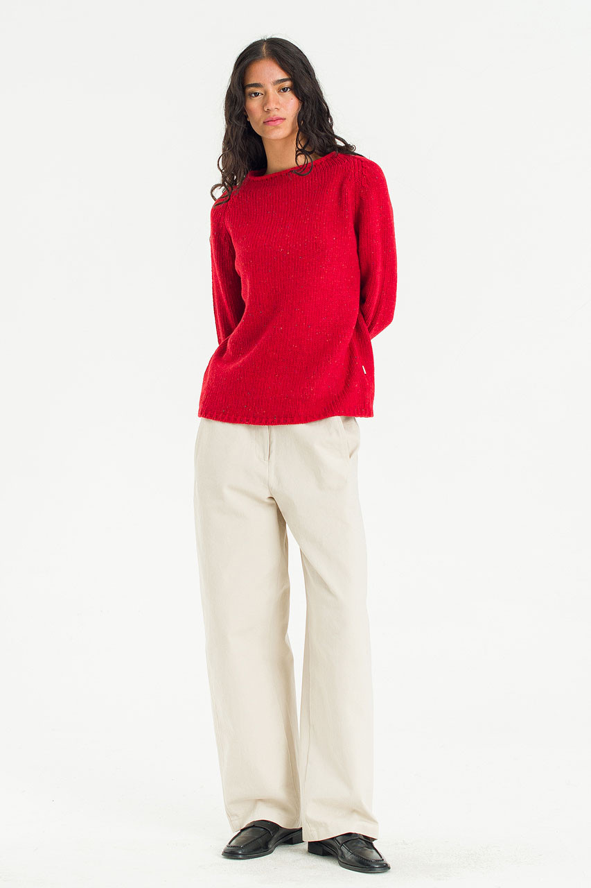 Flecked Fisherman Knit, Berry