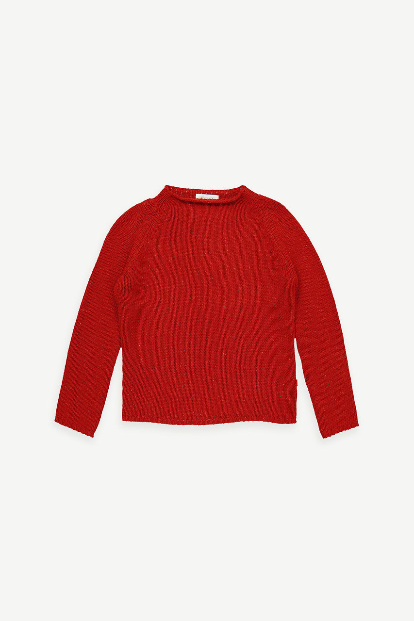 Flecked Fisherman Knit, Berry