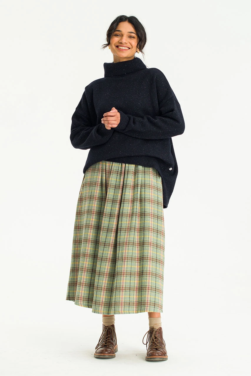 Oversize Boucle Roll Neck Jumper, Midnight Navy