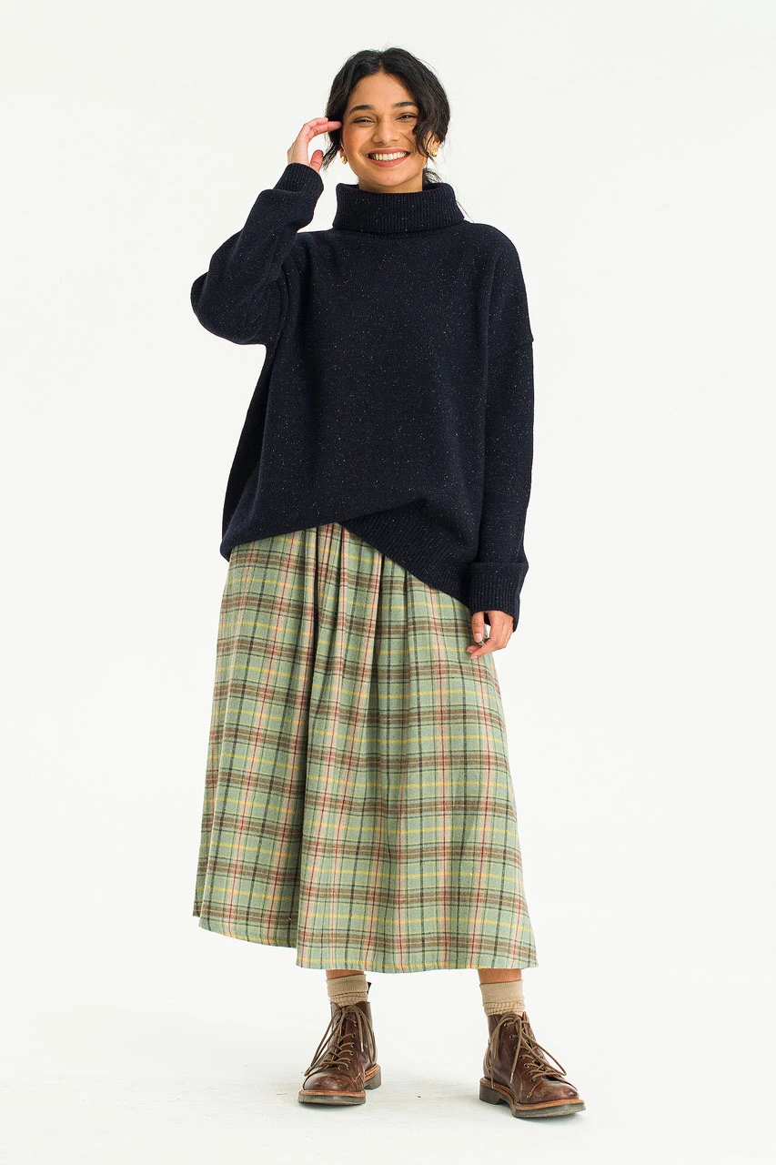 Oversize Boucle Roll Neck Jumper, Midnight Navy