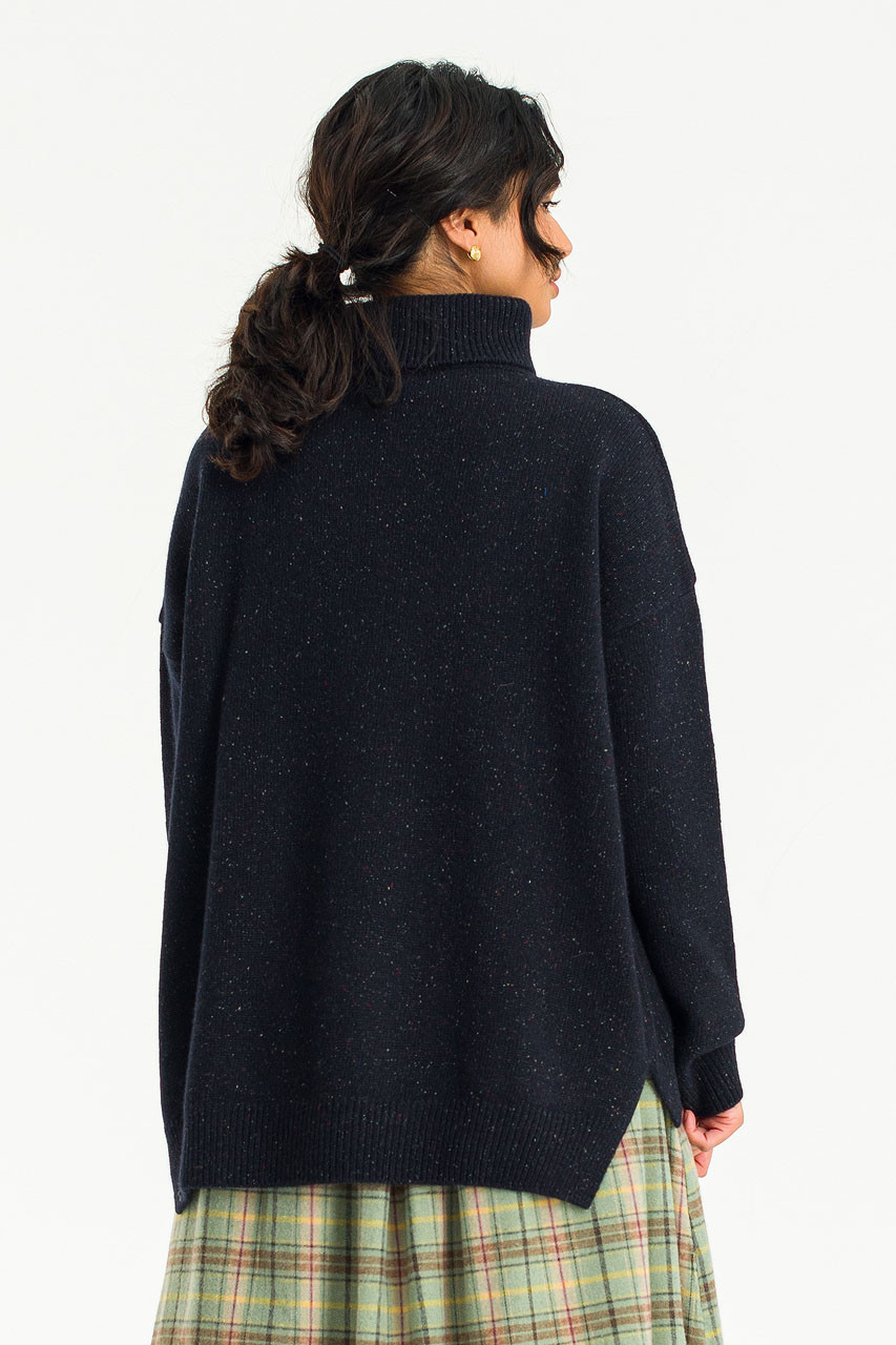 Oversize Roll Neck Jumper, Midnight Navy