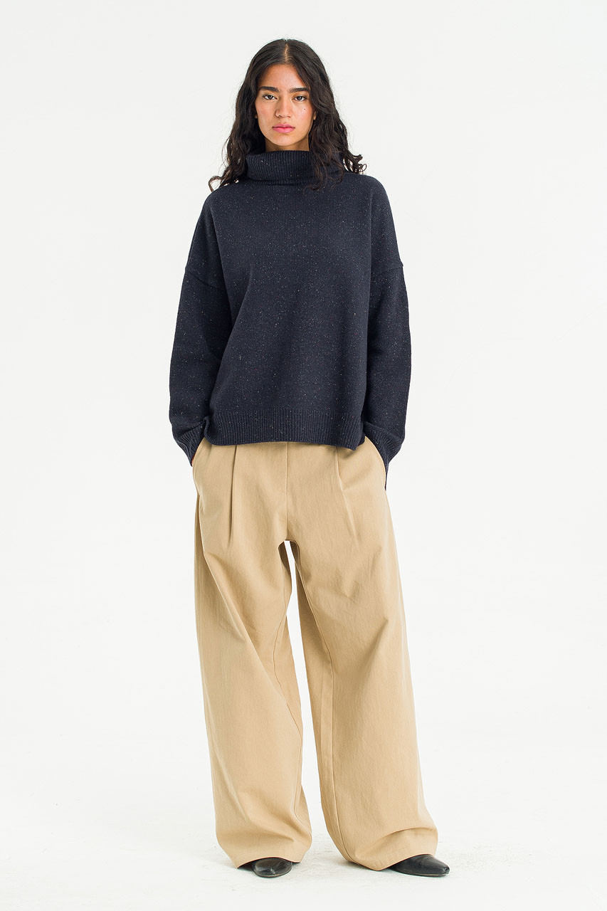 Oversize Roll Neck Jumper, Midnight Navy