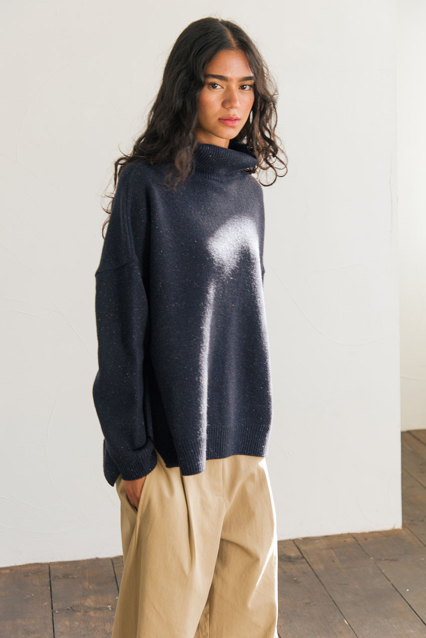 Oversize Roll Neck Jumper, Midnight Navy