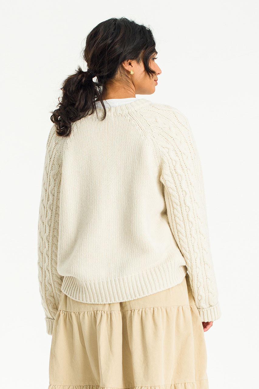 Raglan Cable Jumper, Ivory