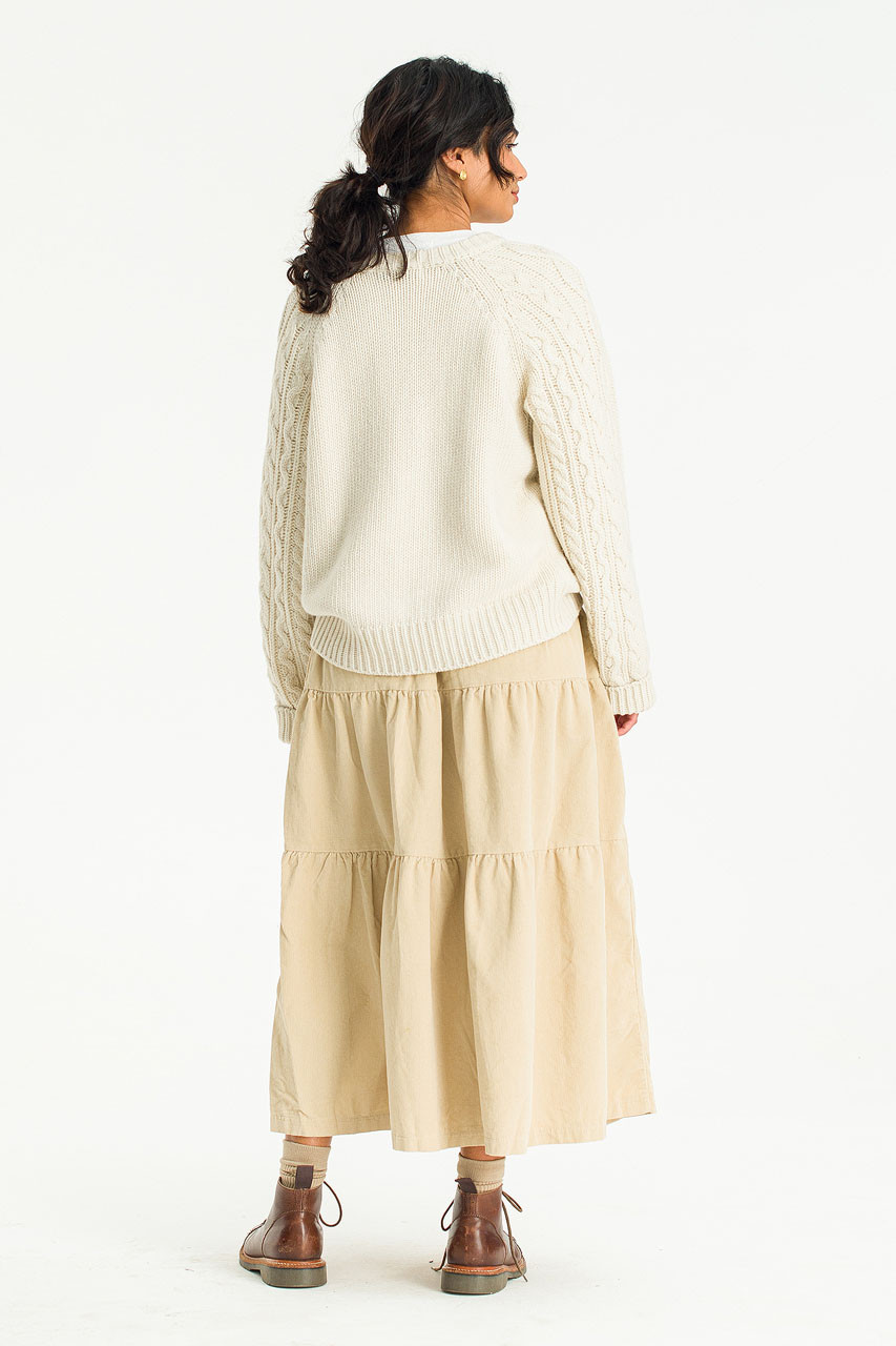 Raglan Cable Jumper, Ivory