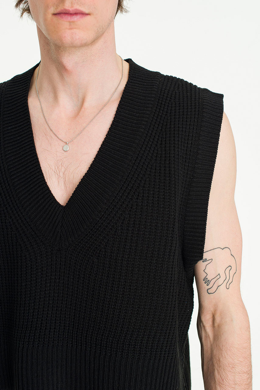 Menswear | Cropped Knit Vest, Black