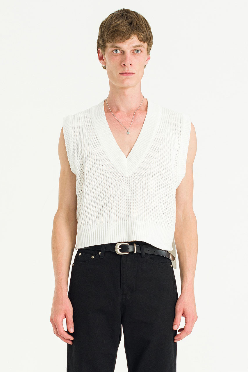 Menswear | Cropped Knit Vest, White