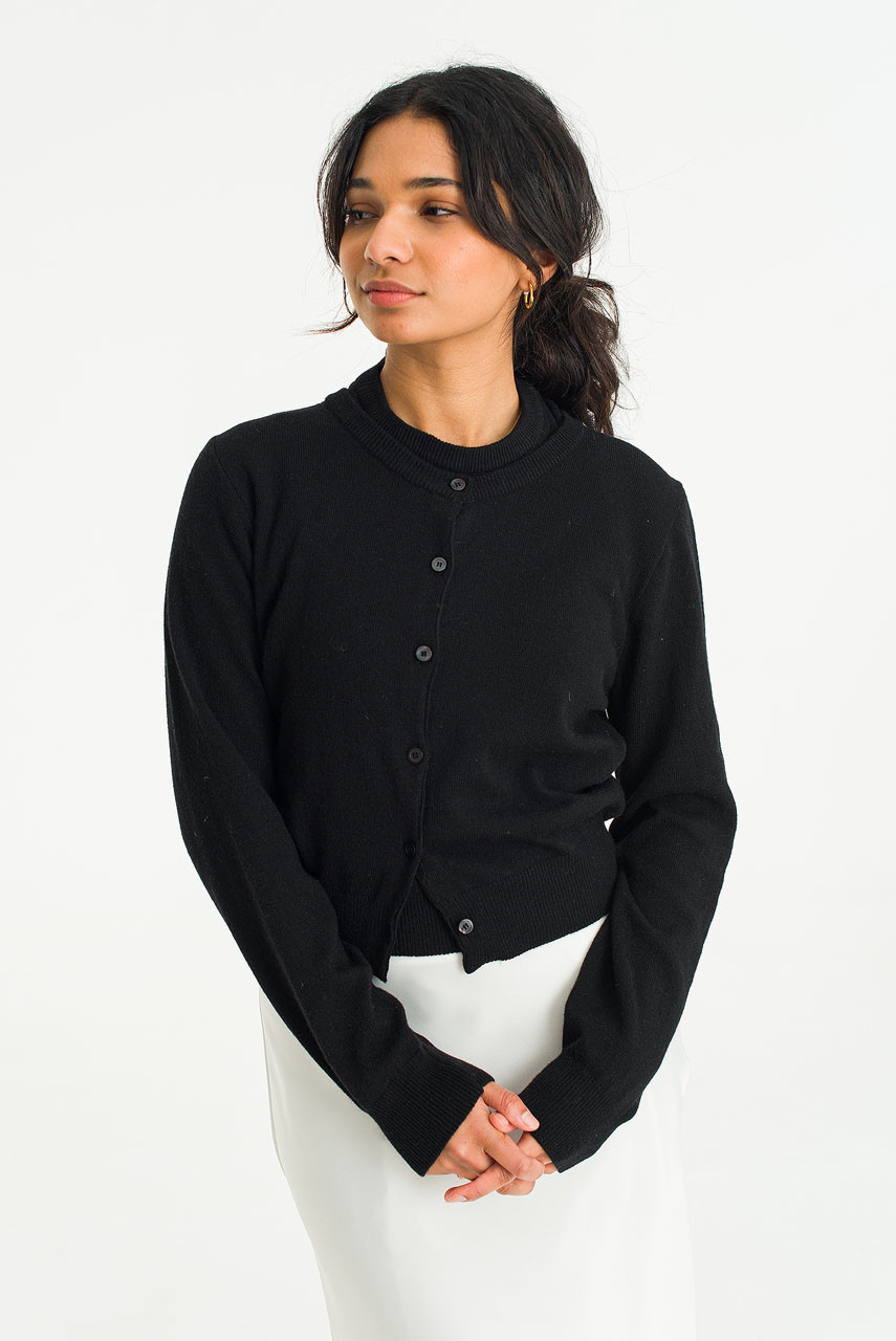 Dolores Jumper Cardigan Set, Black
