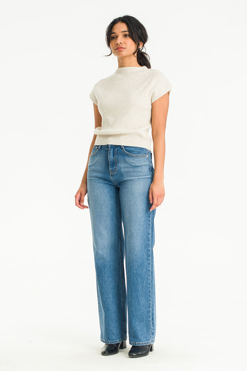 Manon Washed Denim Jean, Mid Blue