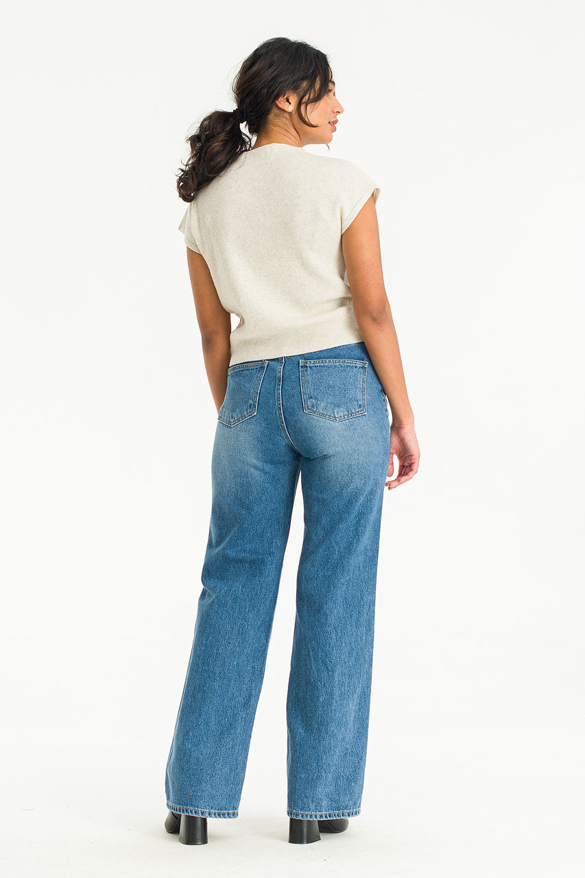 Manon Washed Denim Jean, Mid Blue