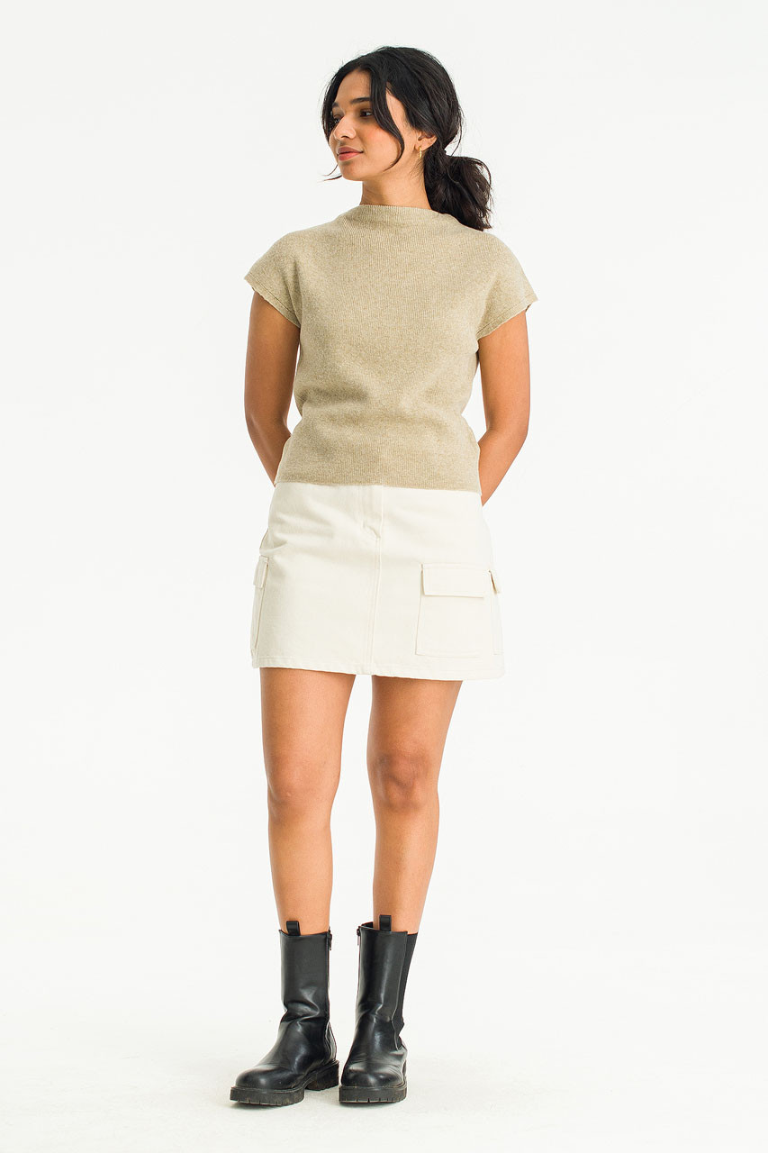 Boa Cargo Mini Skirt, Ivory