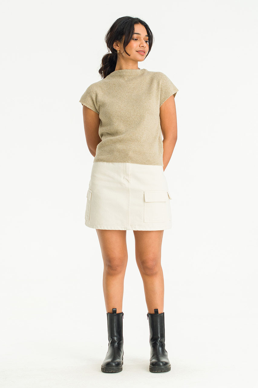 Boa Cargo Mini Skirt, Ivory