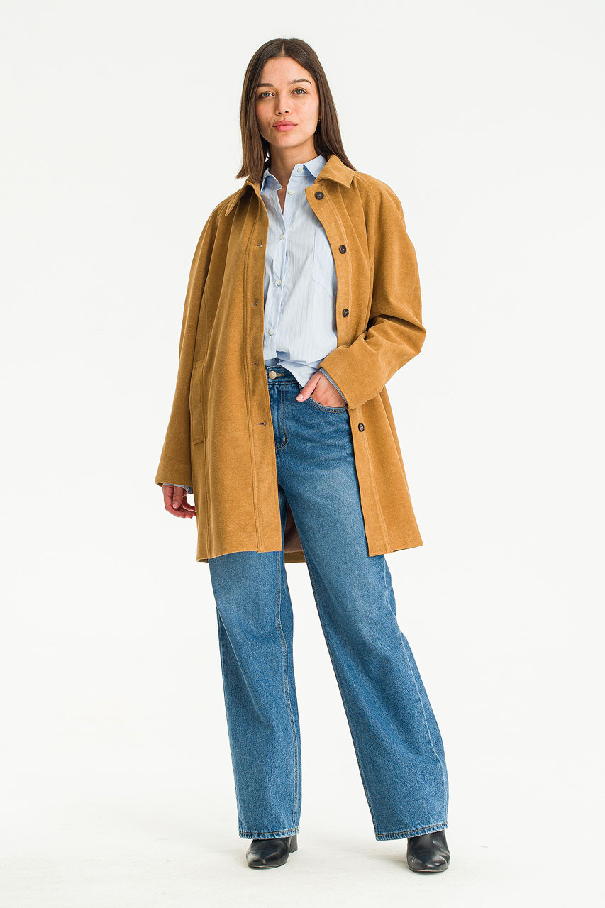 Kieth Faux Suede Coat, Camel