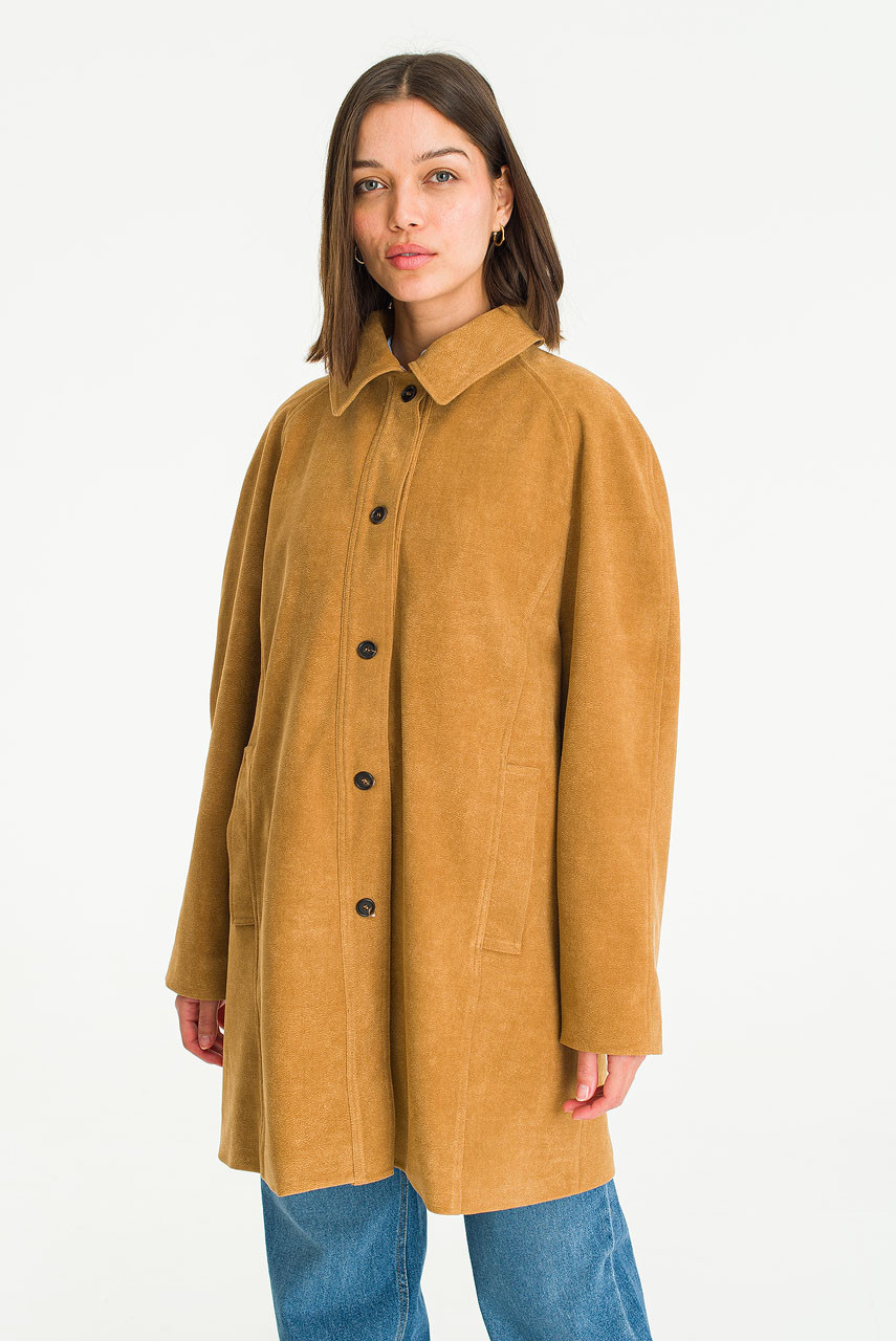 Kieth Faux Suede Coat, Camel