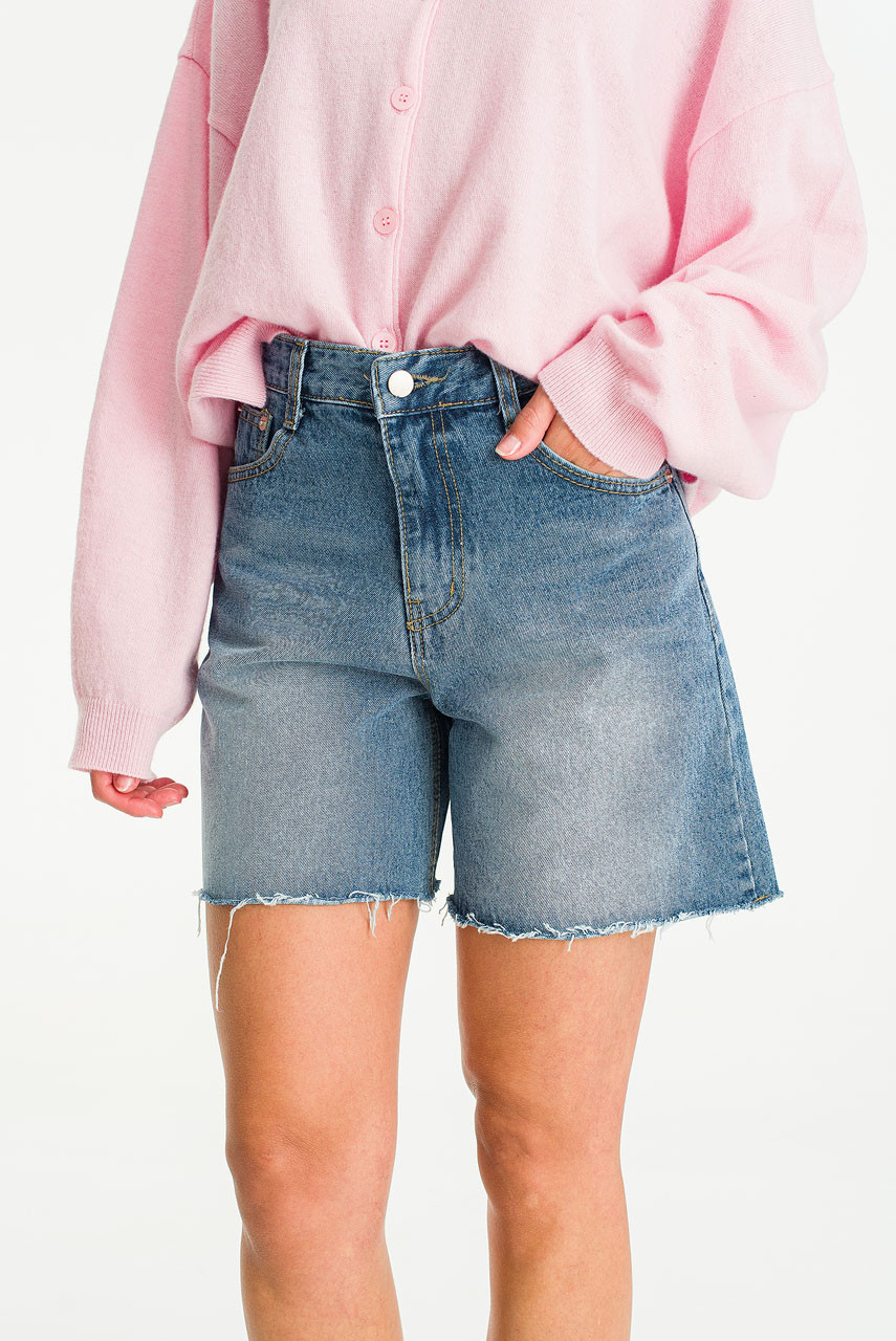 Kiko Denim Shorts, Mid Blue