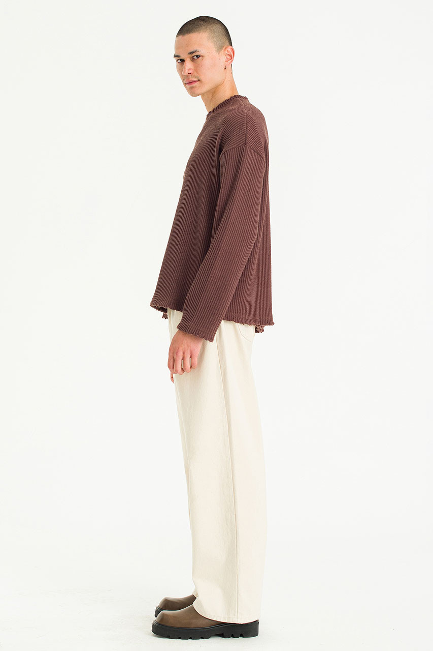 Menswear | Distressed Rib Knit, Brown