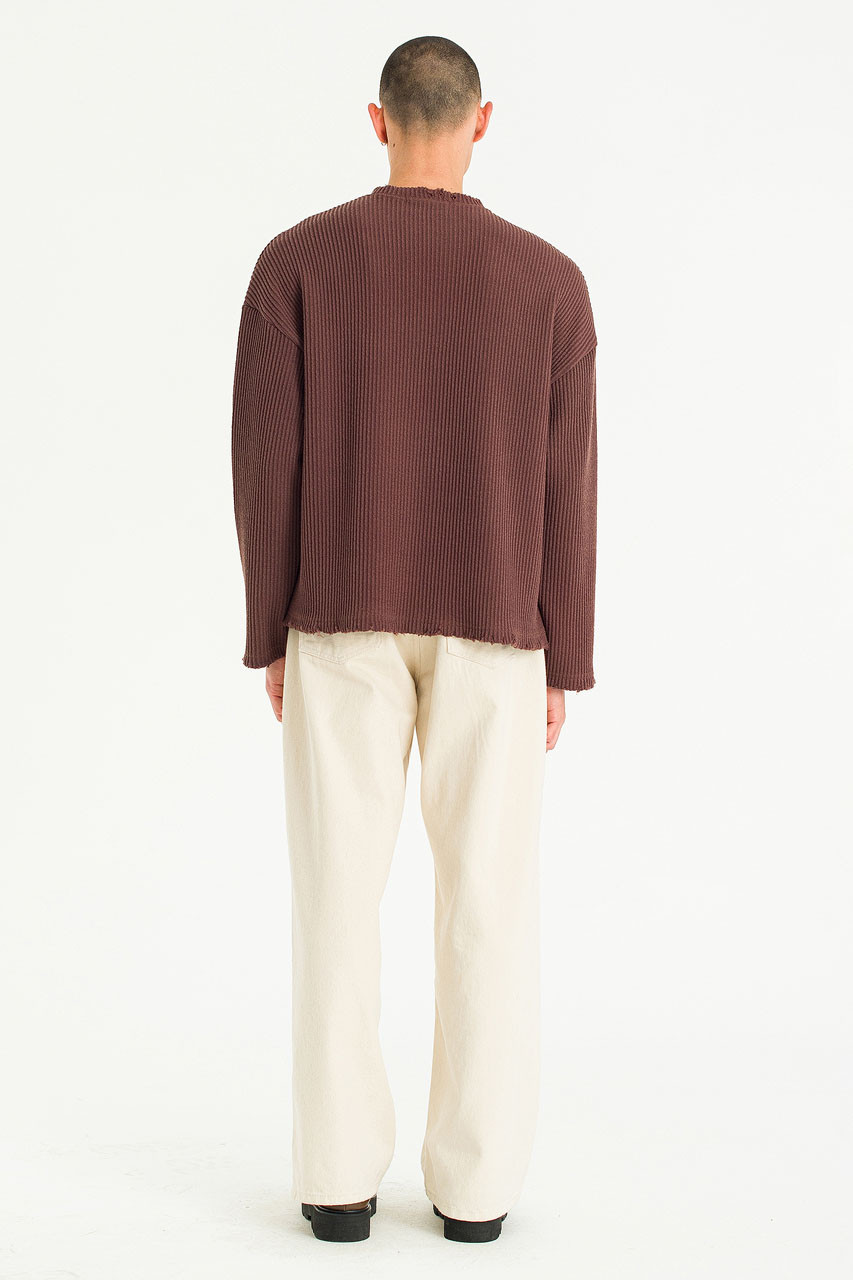 Menswear | Distressed Rib Knit, Brown