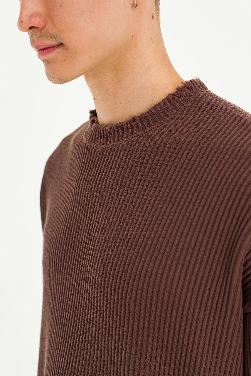 Menswear | Distressed Rib Knit, Brown