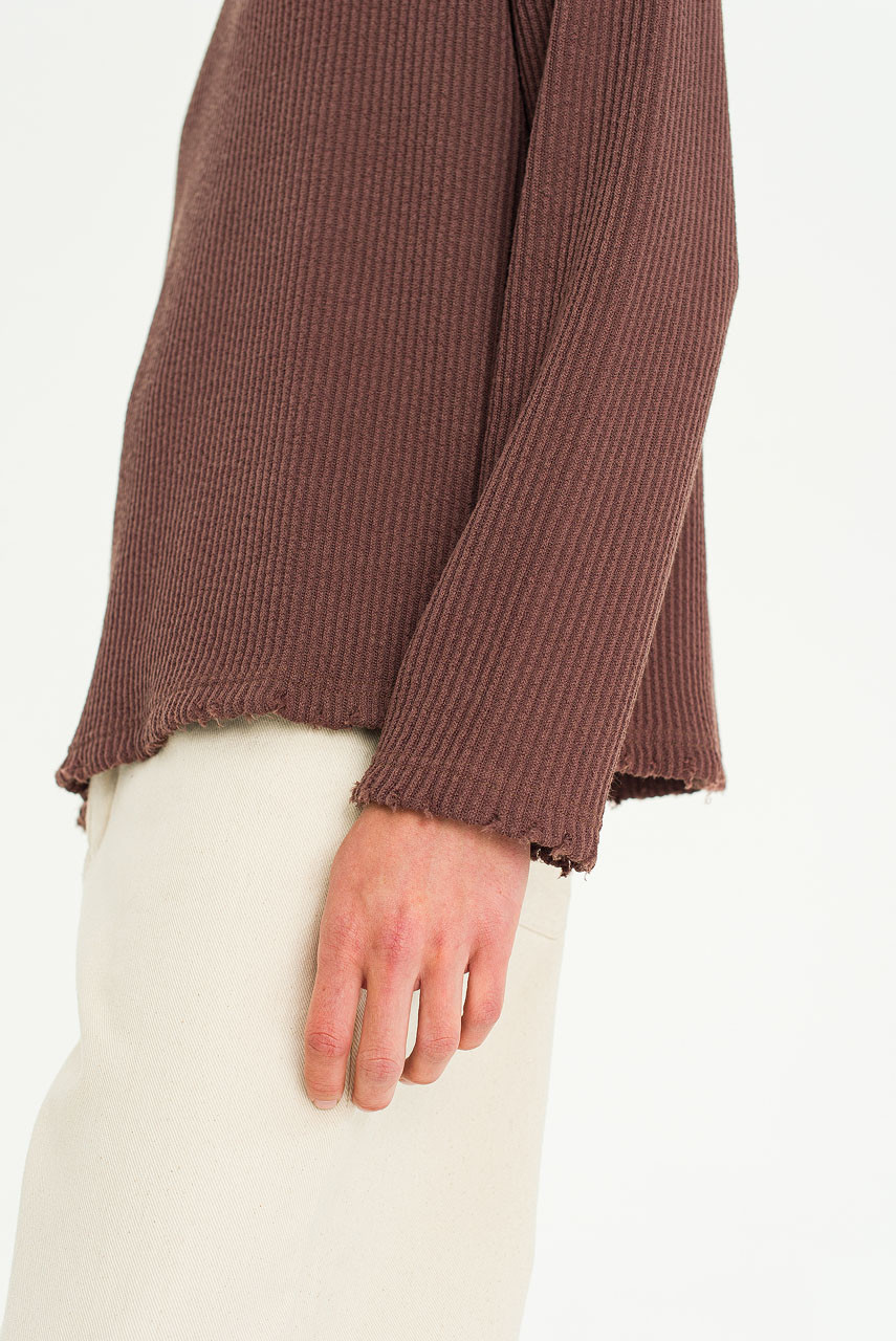 Menswear | Distressed Rib Knit, Brown