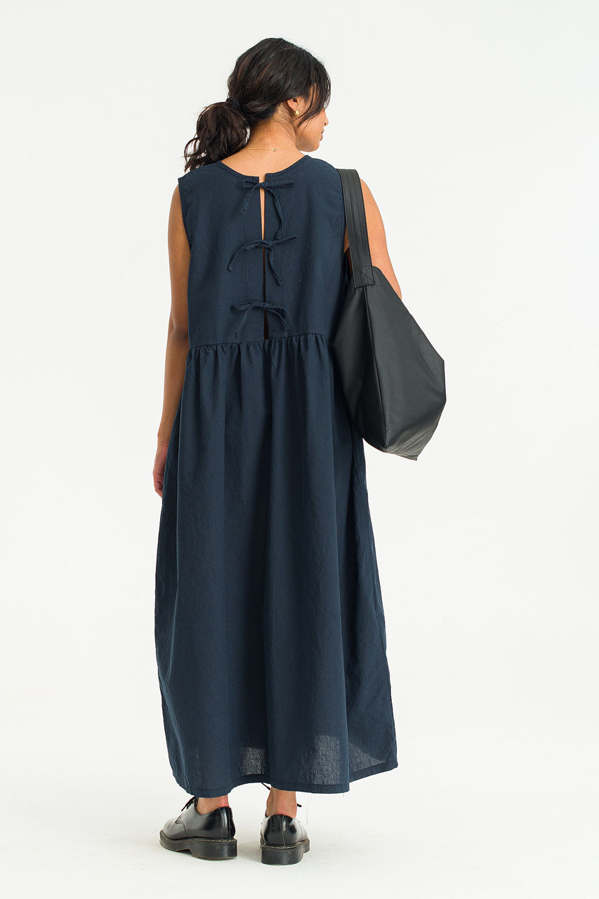 Faye Ribbon Back Dress, Navy