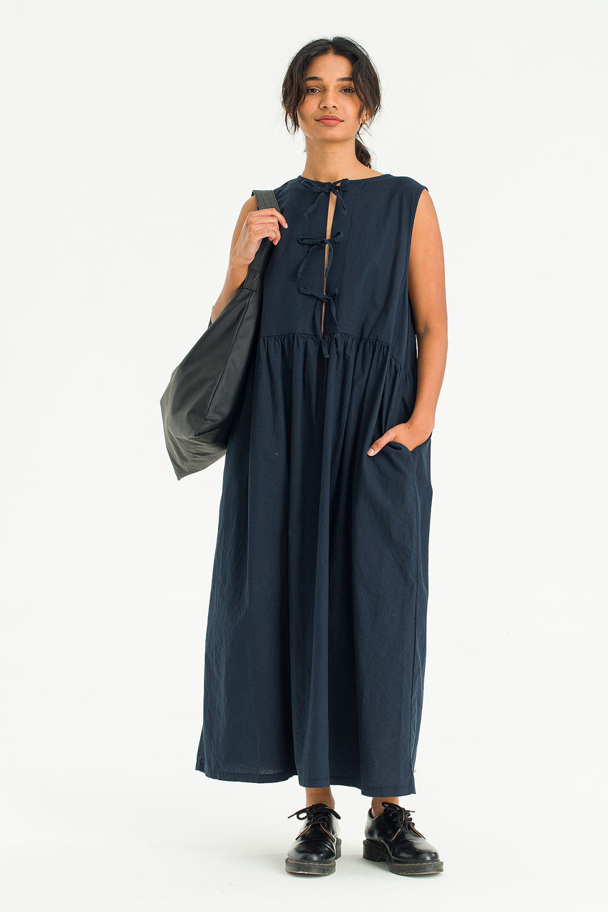 Two Way Faye Ribbon Back Dress, Navy