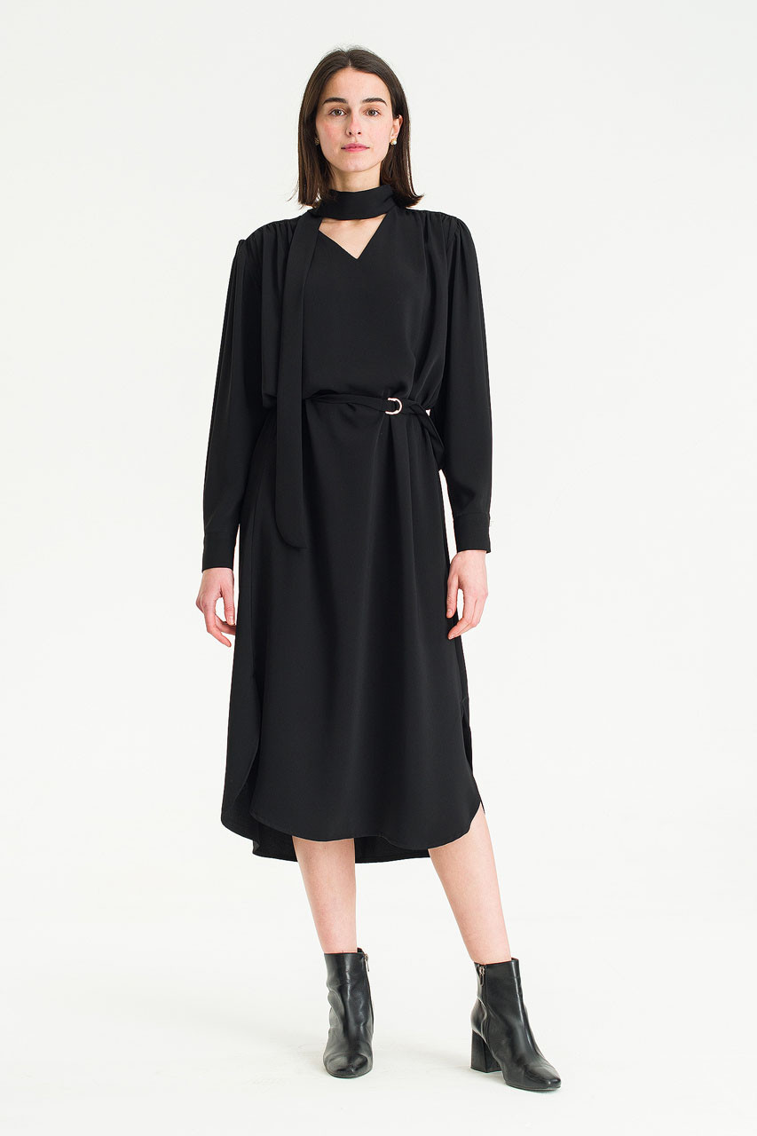 Leina Belted Dress, Black
